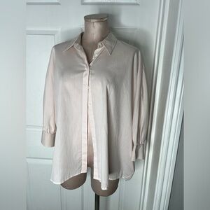 Hana San Striped Button Down Blouson Sz 40